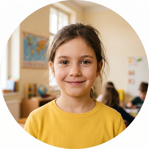 Uśmiechnięta dziewczynka w klasie